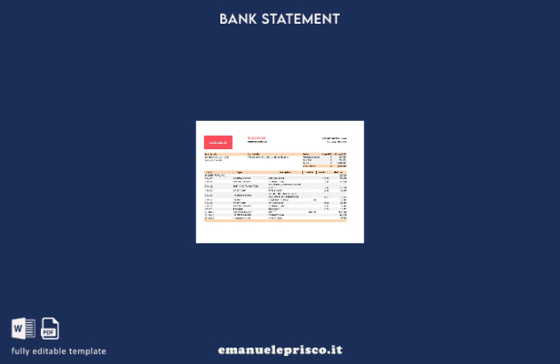 modello Excel di estratto conto bancario Slovenia Addiko in stile verificato